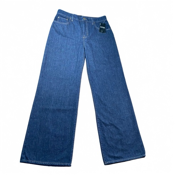 NWT Lauren Ralph Lauren Mid-Rise Wide-Leg Jean size 4P - Picture 6 of 14